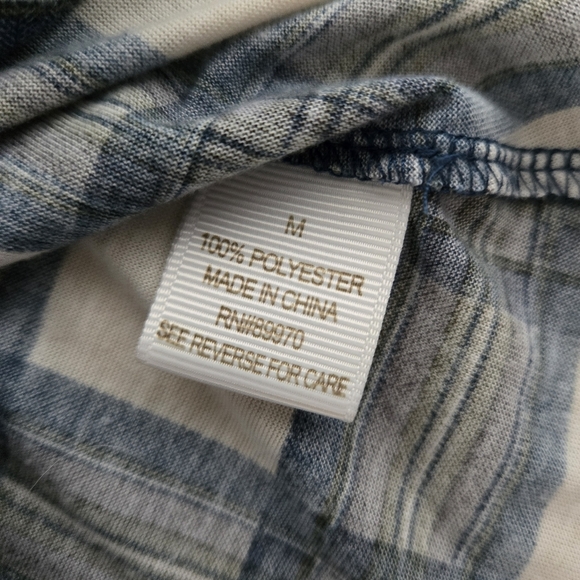 Eden & Olivia Black White Plaid Collared Button Down Shirt Sz M Roll up Sleeve - Picture 6 of 10